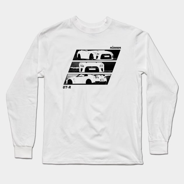 NISSAN GT-R R35 Black 'N White Archive 2 Long Sleeve T-Shirt by Cero